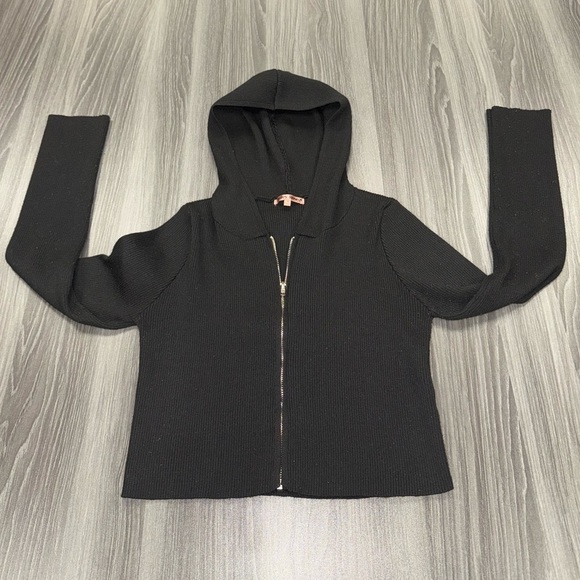 bailey rose Tops - Bailey Rose lightweight fitted knit zip up hoodie sweater size medium black